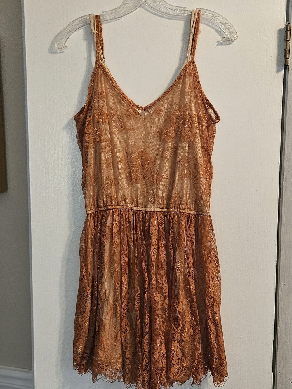 Charlotte Russe Rust Lace Romper - Burnt Orange